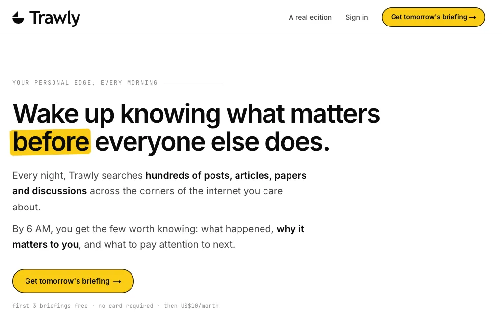 The Trawly home page